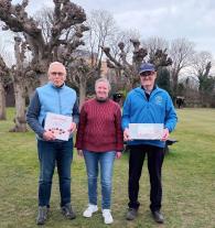 GC doubles 7th March: Division winners David and Richard with Manager Gabrielle
